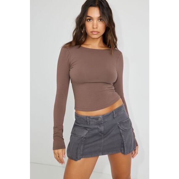 NEW Garage Women's Gray Mid Waist Utility Cargo Denim Jean Skirt Skort Size S - Picture 1 of 6